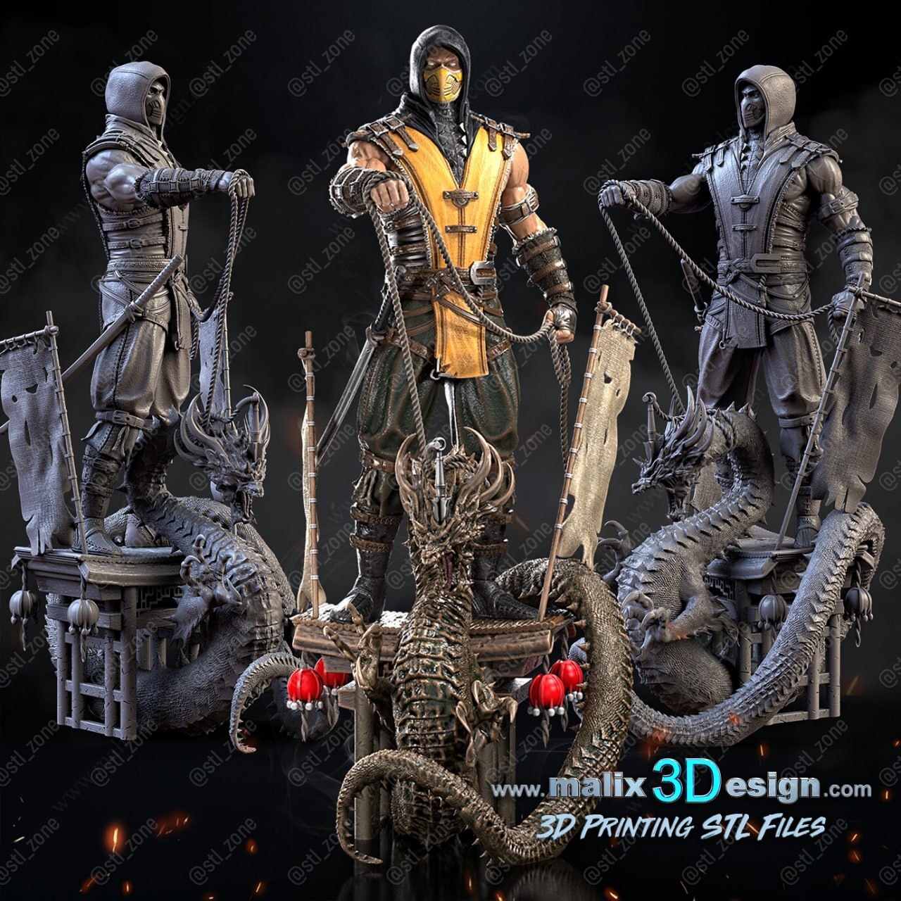  اکشن فیگور مجسمه اسکورپیون (Scorpion) مورتال کامبت (Mortal Kombat) 